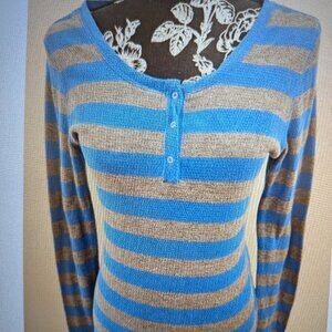 SIZE XL MILEY CYRUS Blue & Gray Long Sleeve Top INVPV3044
